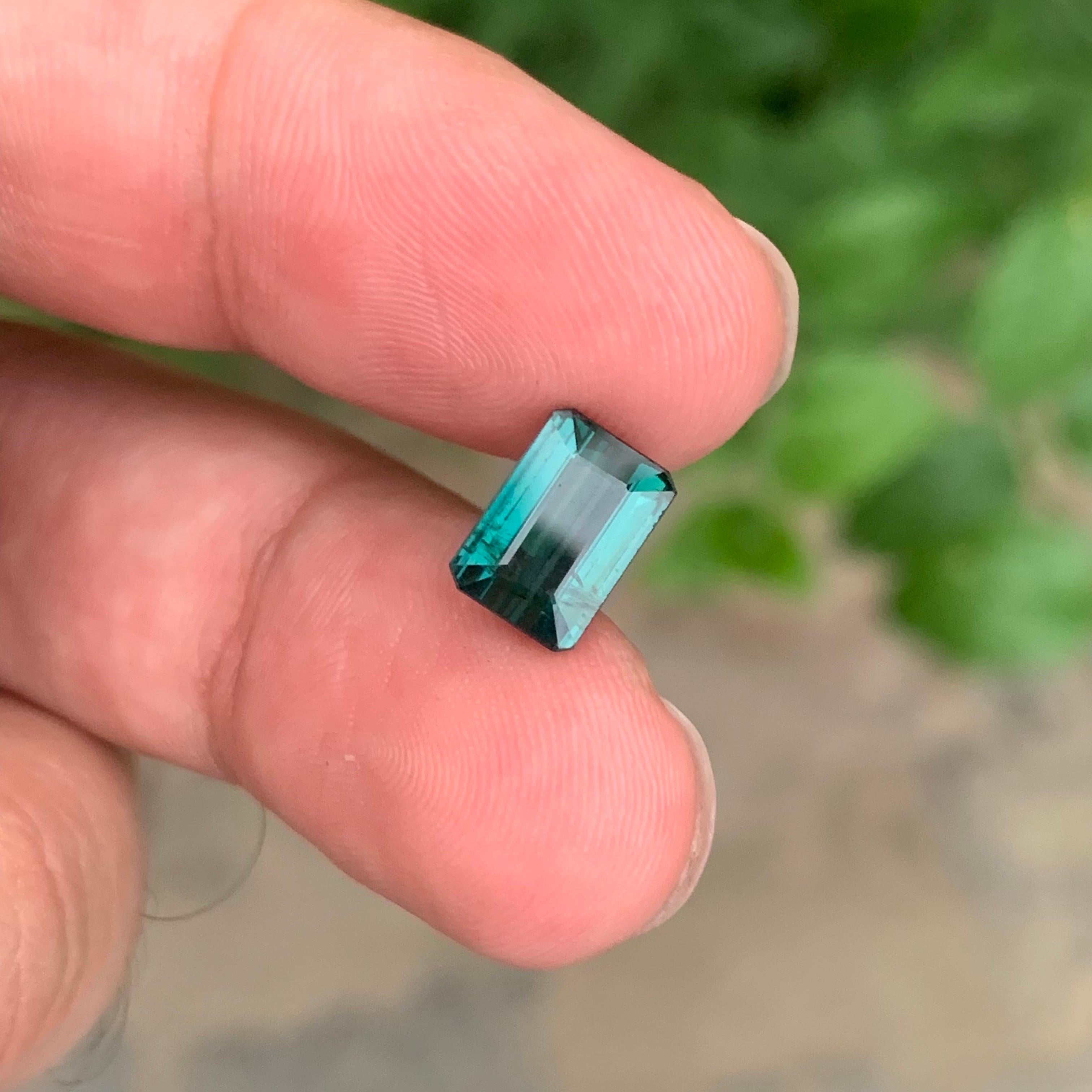 Arts and Crafts 2.10 Carat Natural Loose Indicolite Tourmaline Emerald Shape Gemstone For Sale