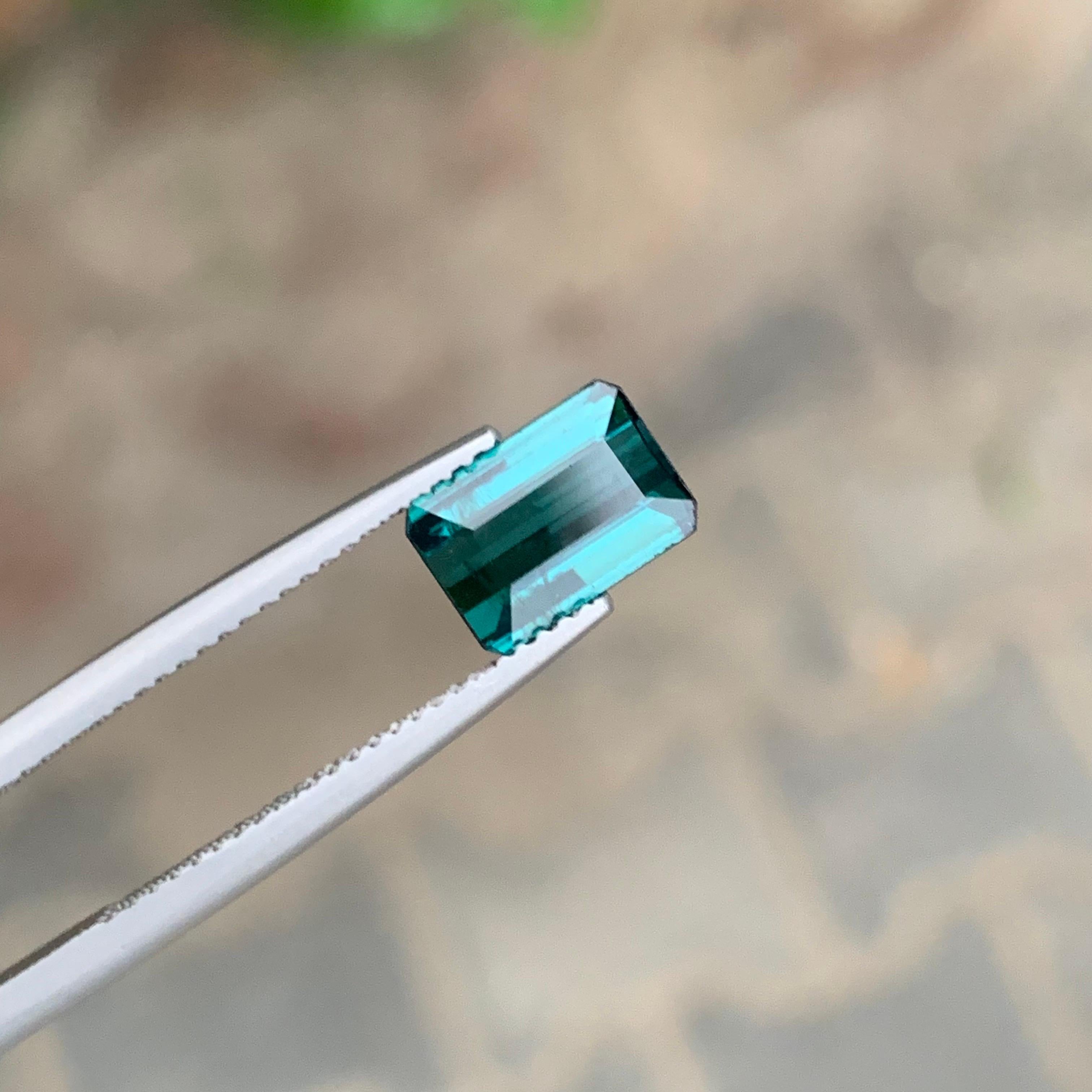 Emerald Cut 2.10 Carat Natural Loose Indicolite Tourmaline Emerald Shape Gemstone For Sale