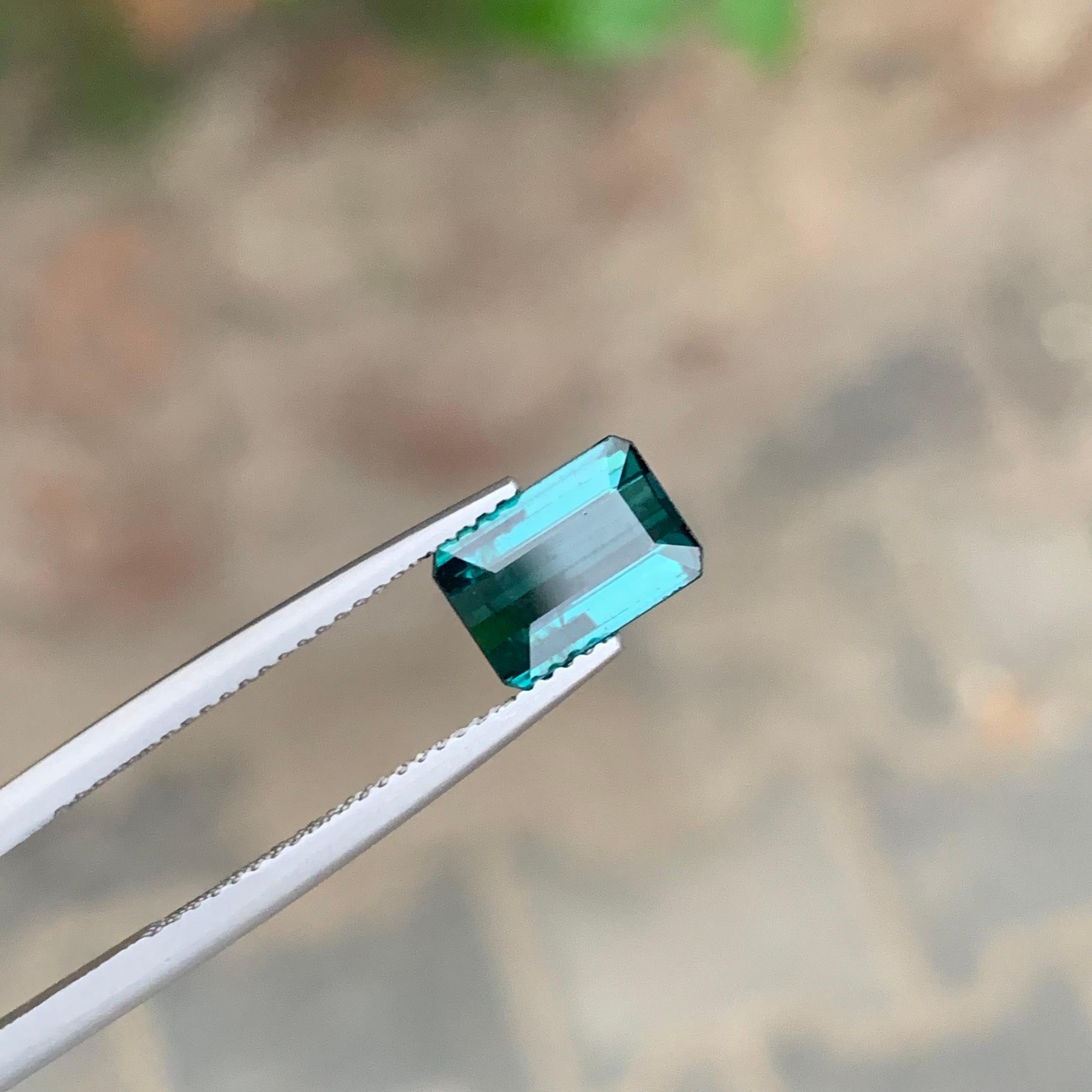 2.10 Carat Natural Loose Indicolite Tourmaline Emerald Shape Gemstone In New Condition For Sale In Peshawar, PK