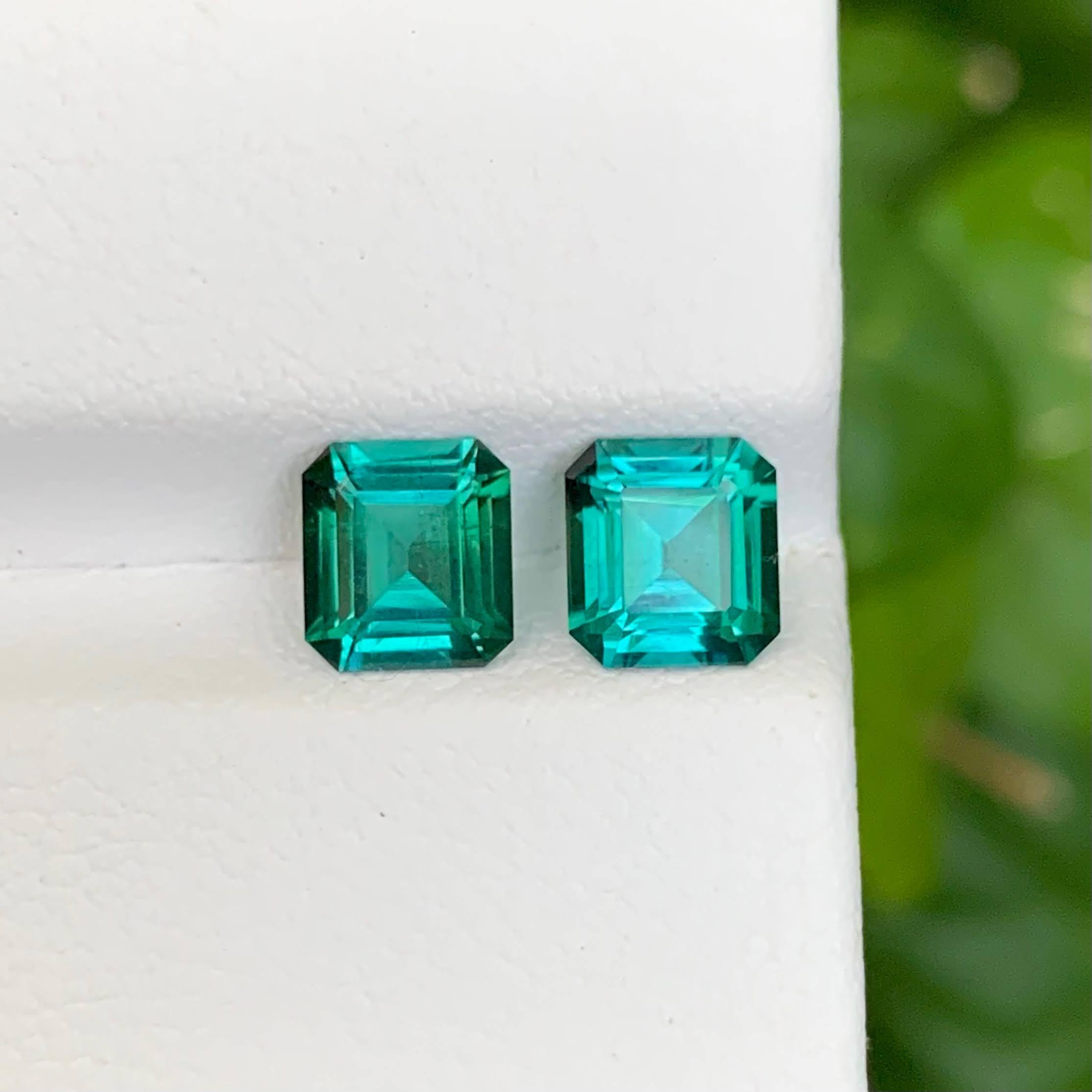 Poids 2,10 carats 
Dimensions 6.4x5.9x3.7mm
Traitement Aucun 
Origine afghane 
Clarity Eye Clean 
Forme Coupe Émeraude 





Découvrez le charme de cette paire de tourmalines bleues lagon en vrac naturelles de 2,10 carats, magnifiquement facettées