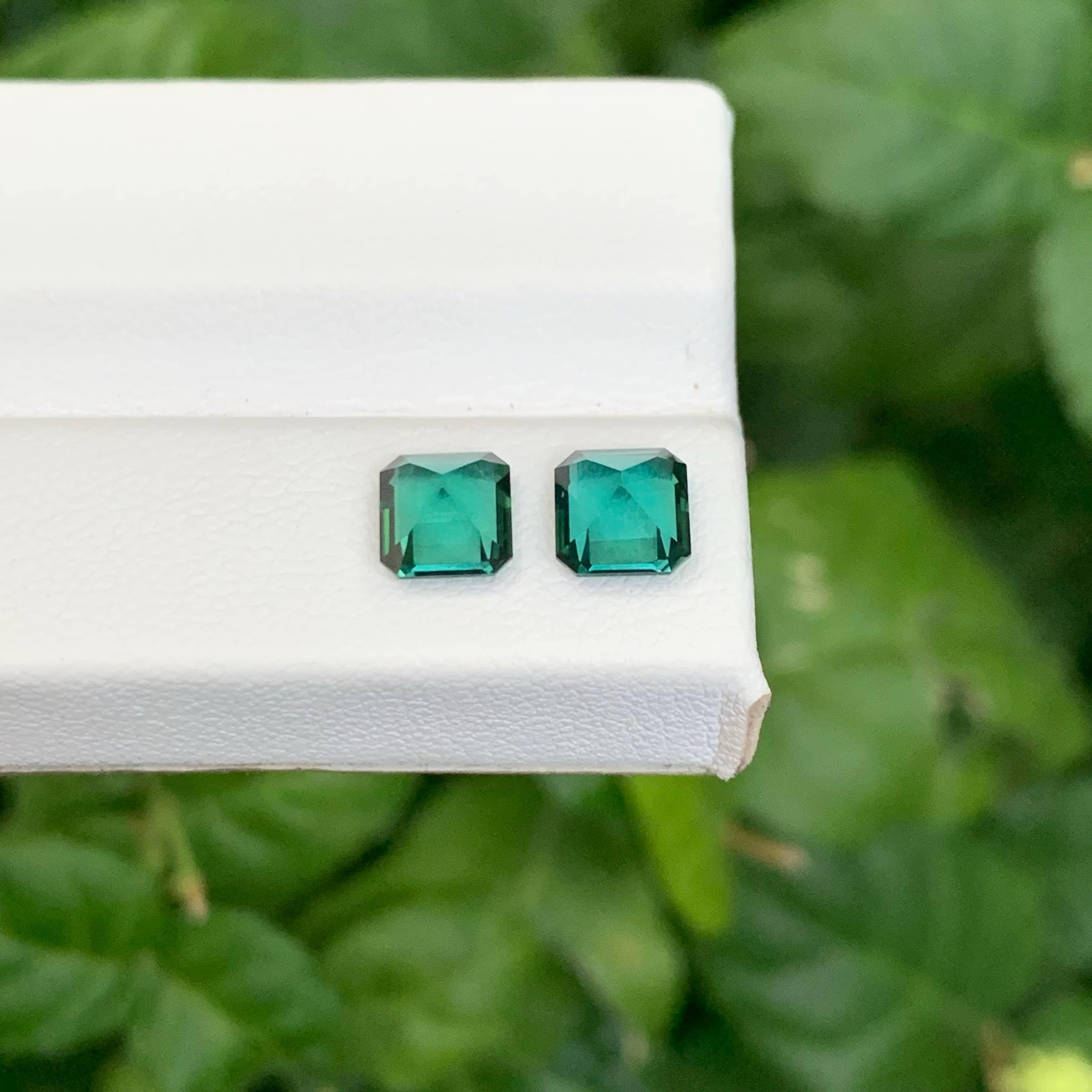 Taille émeraude 2.10 Carat Natural Loose Lagoon Blue Tourmaline Pair Faceted Afghan Gemstone (pierre précieuse afghane) en vente
