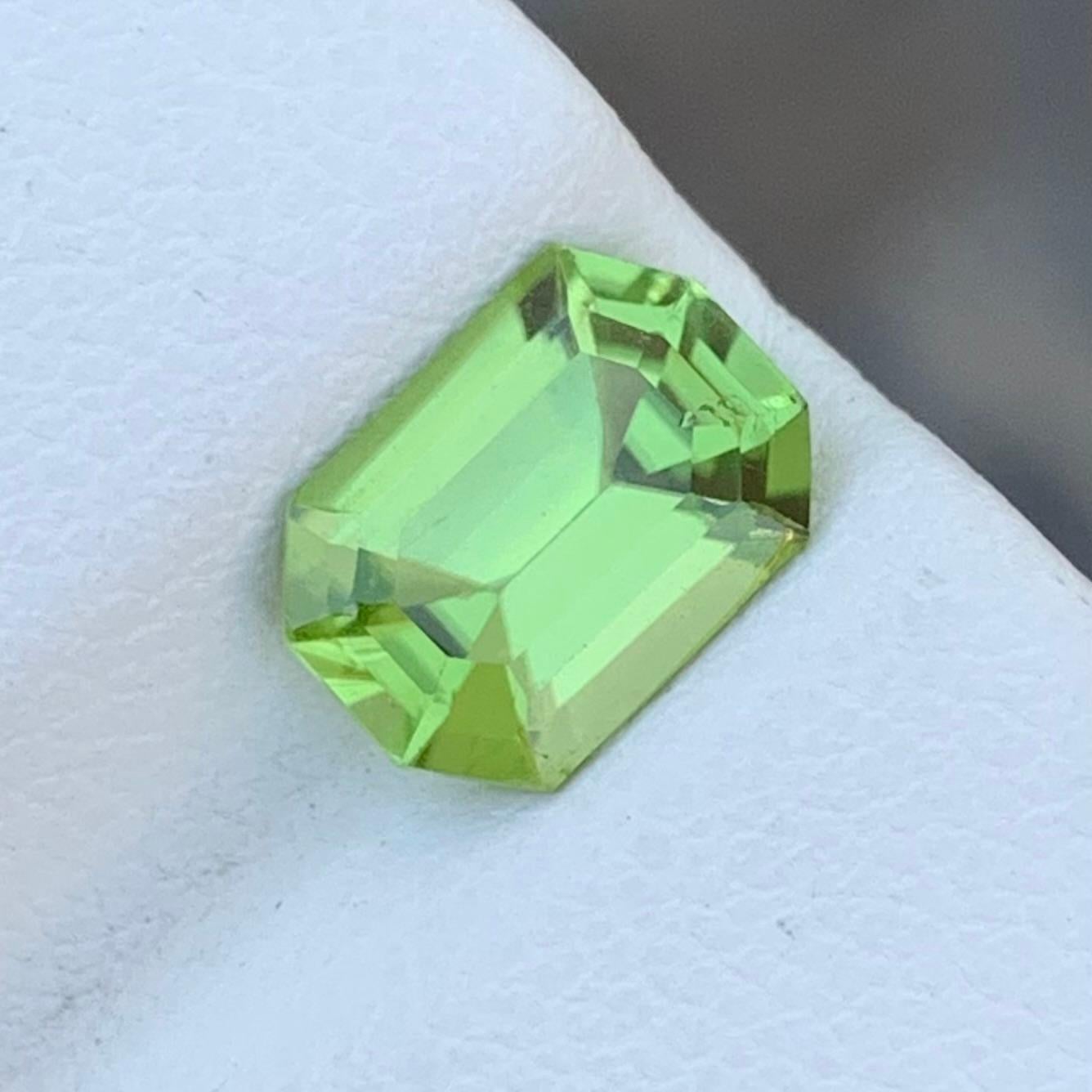 Loose Peridot
Weight: 2.10 Carats
Dimension: 9.1 x 6.5 x 4.2 Mm
Colour: Green
Origin: Supat Valley, Pakistan
Shape: Octagon
Certificate: On Demand

Peridot, a vibrant and lustrous gemstone, has been cherished for centuries for its unique green hues