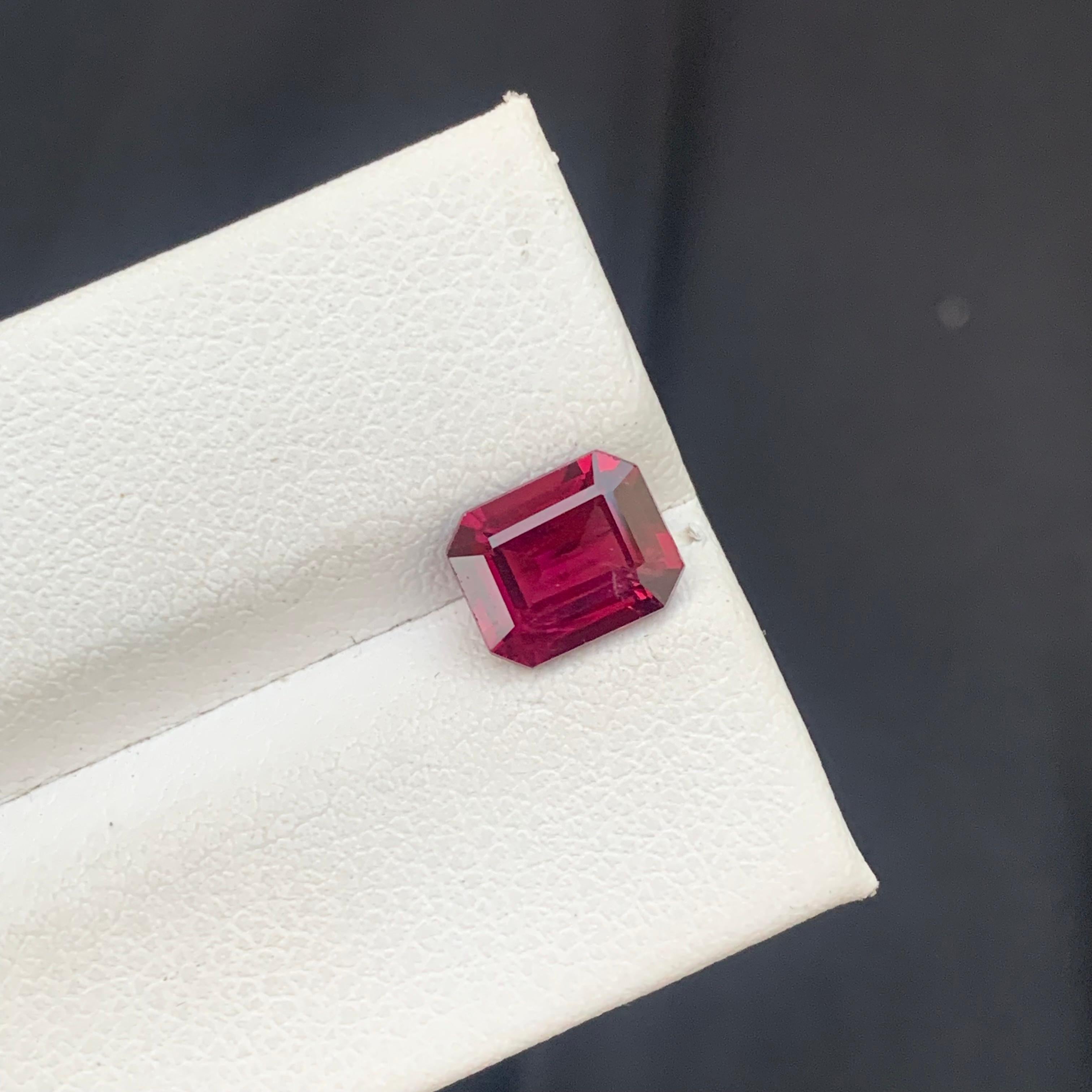 2.10 Carat Natural Loose Pinkish Red Rhodolite Garnet Emerald Cut Gemstone For Sale 6