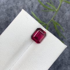 2.10 Carat Natural Loose Pinkish Red Rhodolite Garnet Emerald Cut Gemstone
