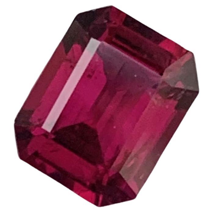 2.10 Carat Natural Loose Pinkish Red Rhodolite Garnet Emerald Cut Gemstone