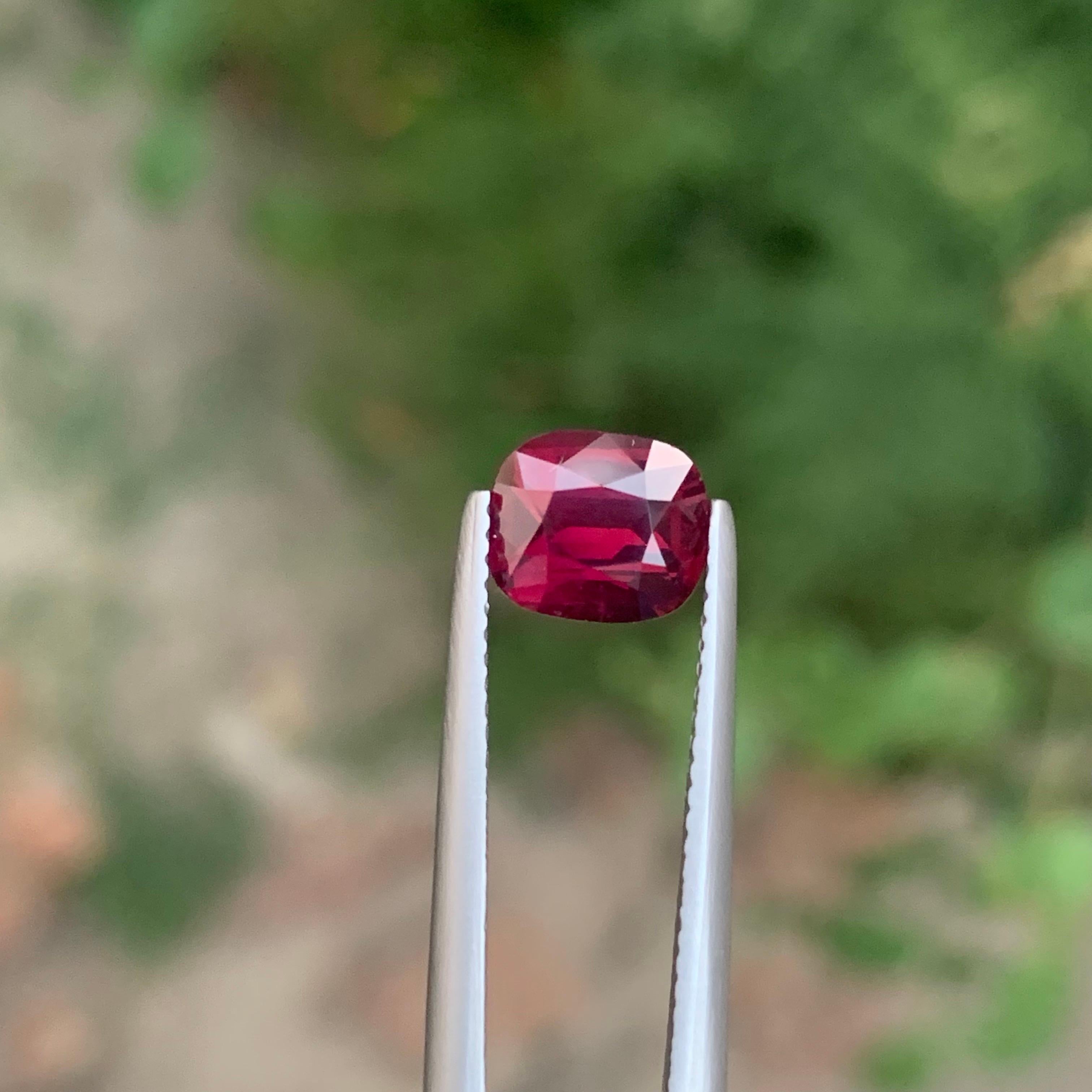 Faceted Red Spinel

Weight : 2.10 Carat
Dimension : 7.7 x 6.6 x 4.6 Mm
Colour : Red 
Treatment: Non
Origin: Tanzania
Shape : Cushion
Certificate: On Demand

Spinel is a captivating gemstone prized for its brilliant colors and exceptional clarity.