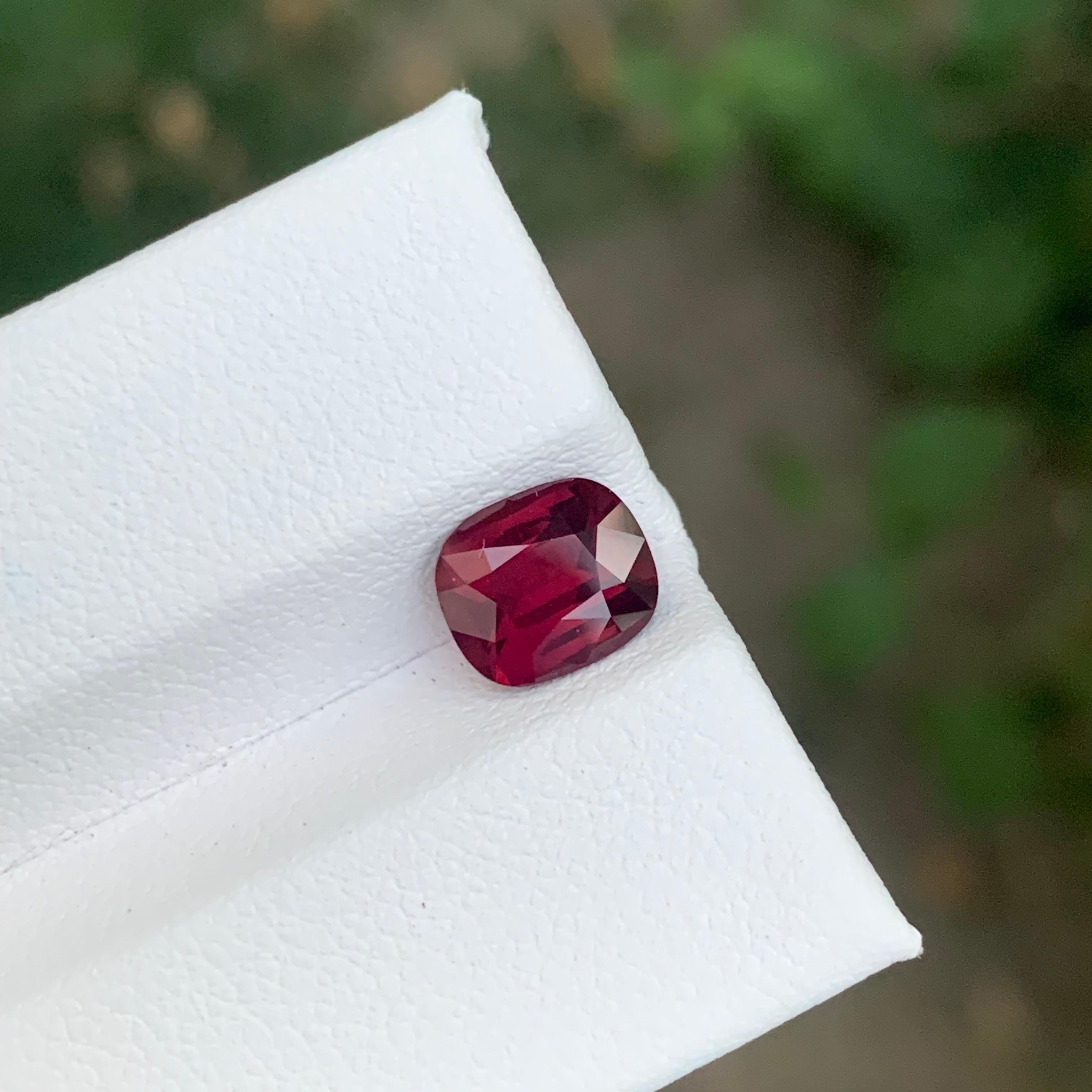 Arts and Crafts 2.10 Carat Natural Loose Red Spinel Cushion Shape Gemstone For Sale