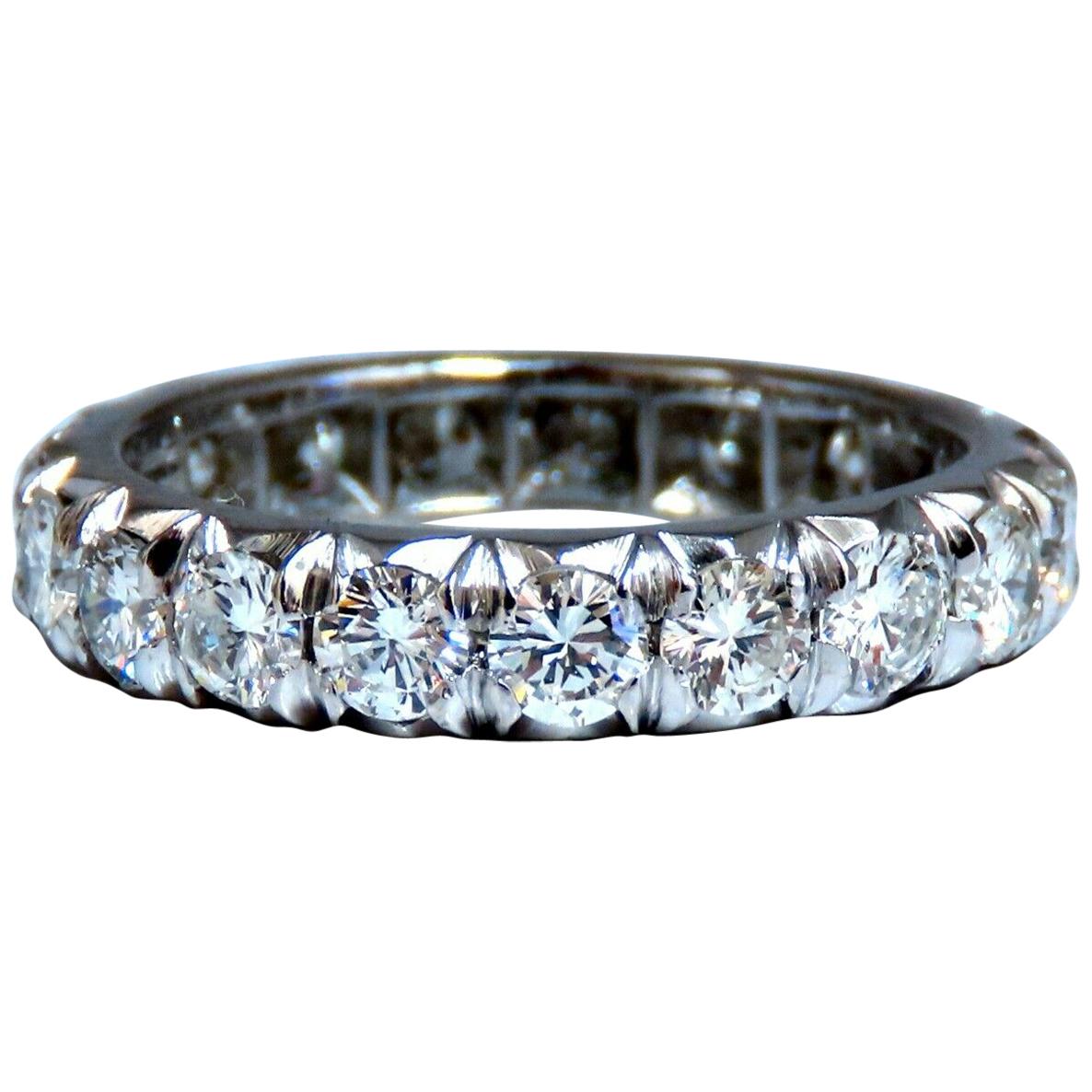 2.10 Carat Natural Round Diamonds Eternity Ring Graver Raised Bead Deco For Sale
