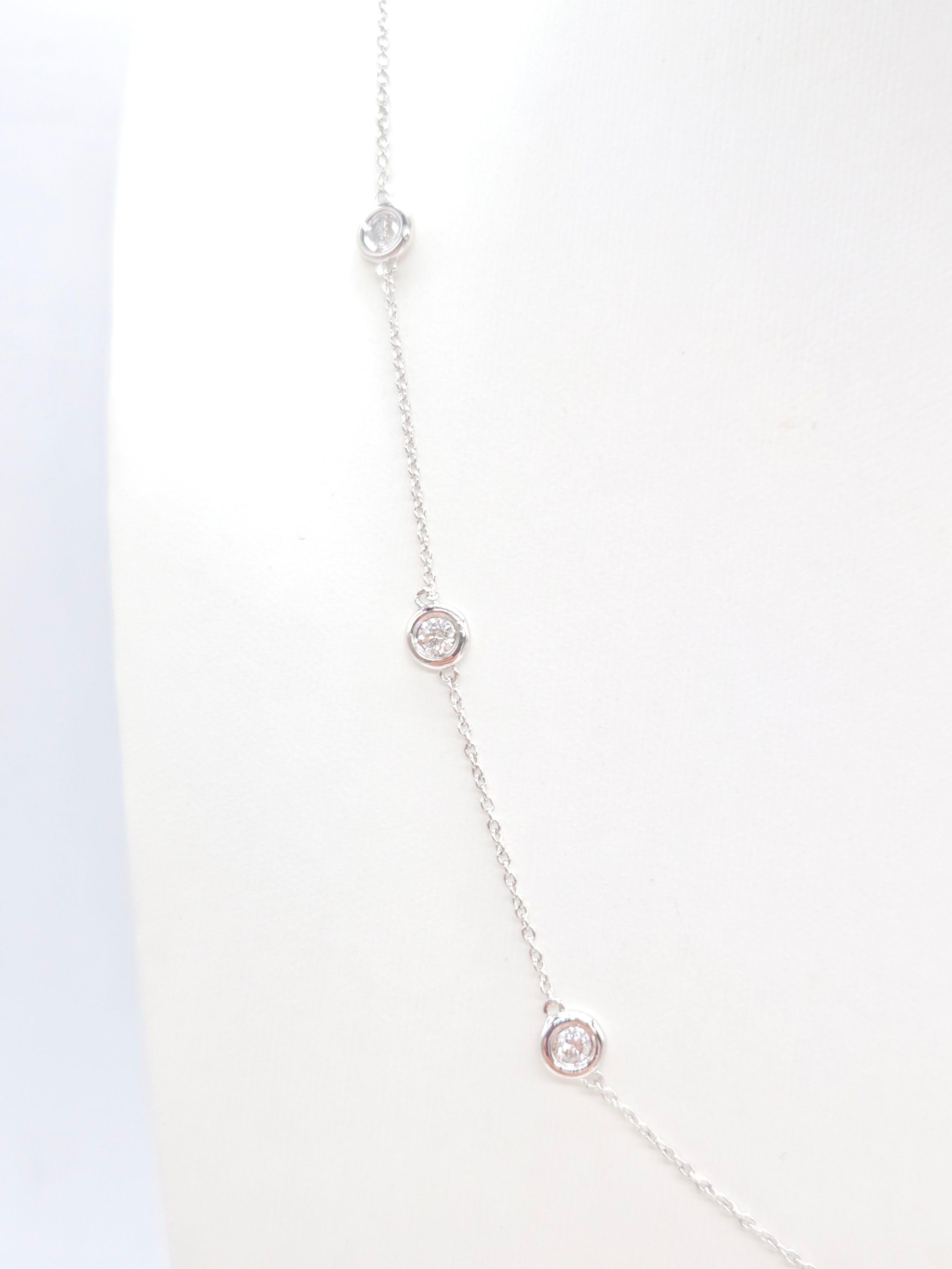 Collar de diamantes naturales de 2,10 quilates en oro blanco de 14 quilates 18'' Corte redondo