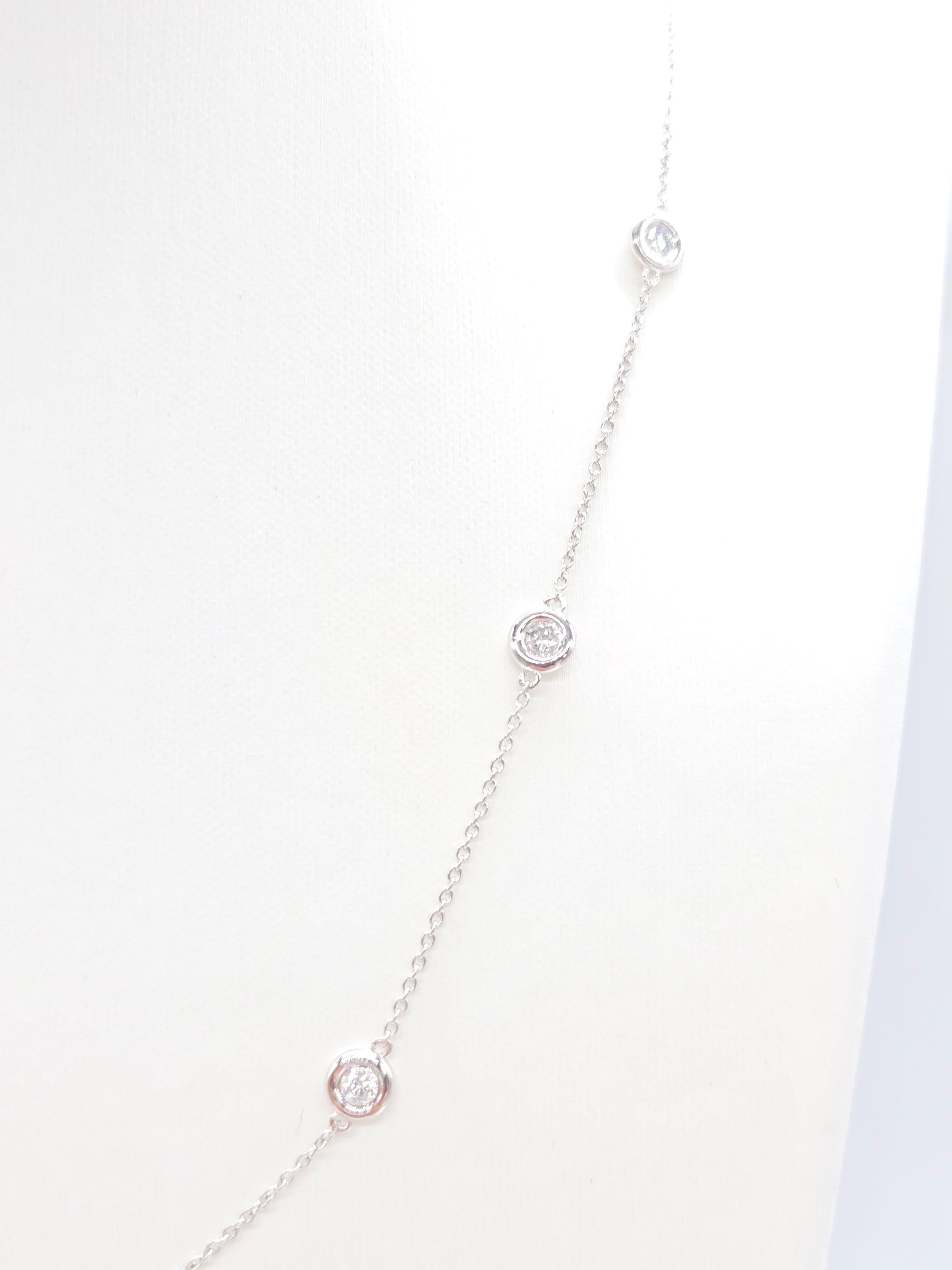 Collar de diamantes naturales de 2,10 quilates en oro blanco de 14 quilates 18'' en Nuevo Estado en Great Neck Plaza, NY