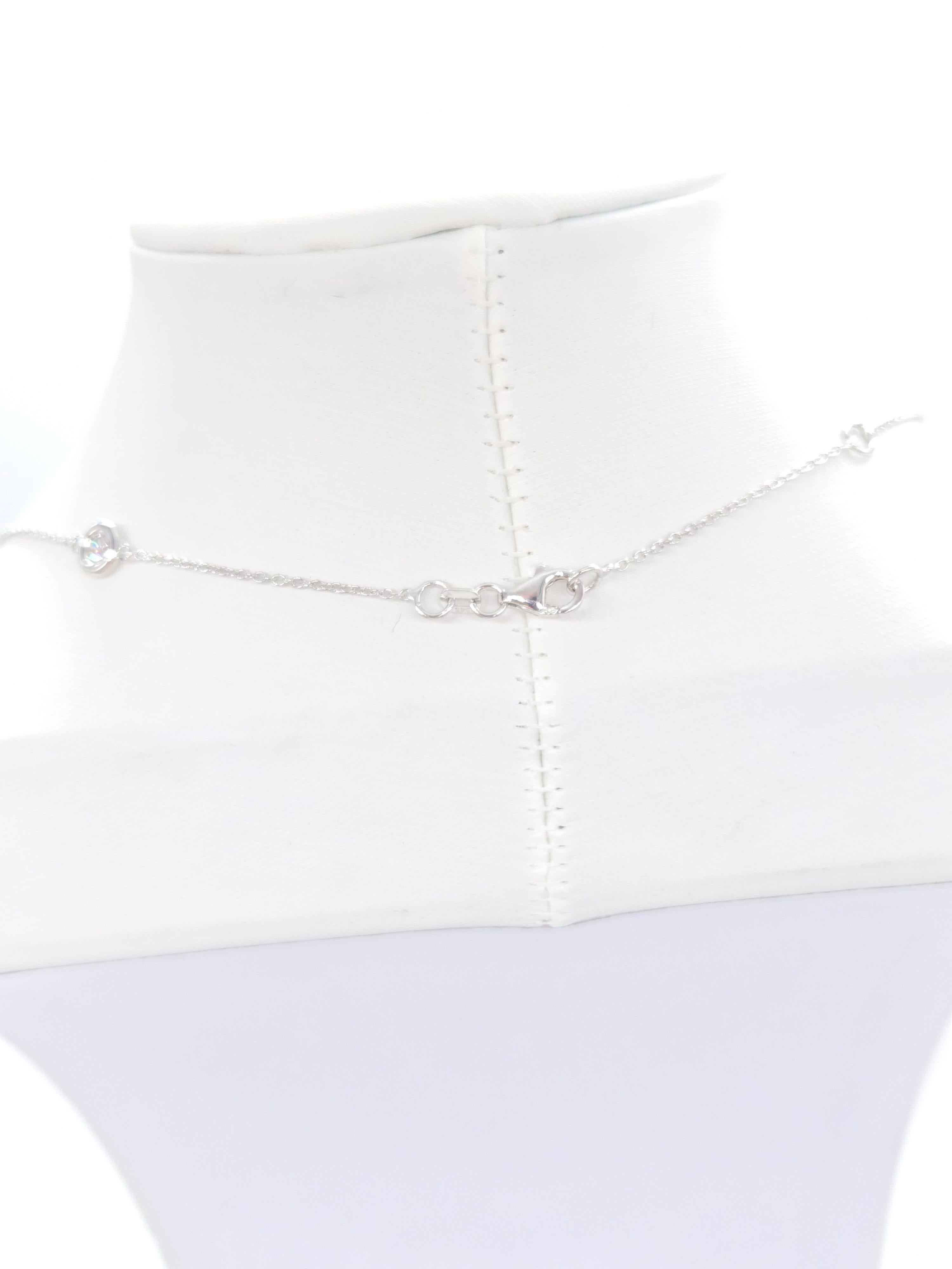 De las mujeres Collar de diamantes naturales de 2,10 quilates en oro blanco de 14 quilates 18''