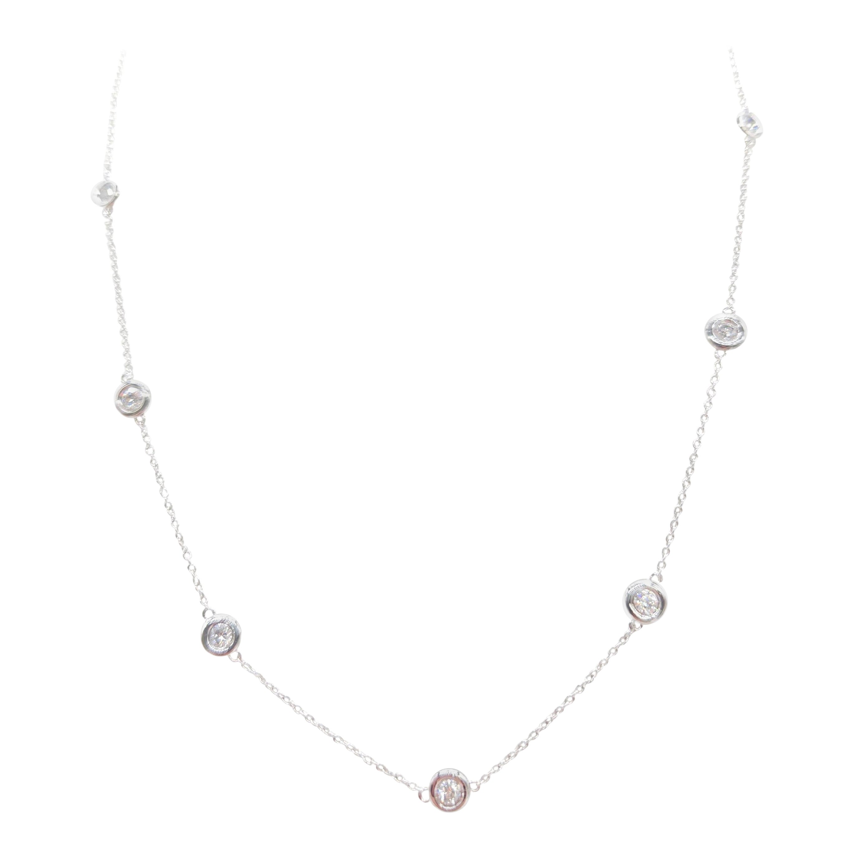 2.10 Carat Nature Diamond By The Yard Necklace 14 Karat White Gold 18'' (Collier en or blanc 14 carats)