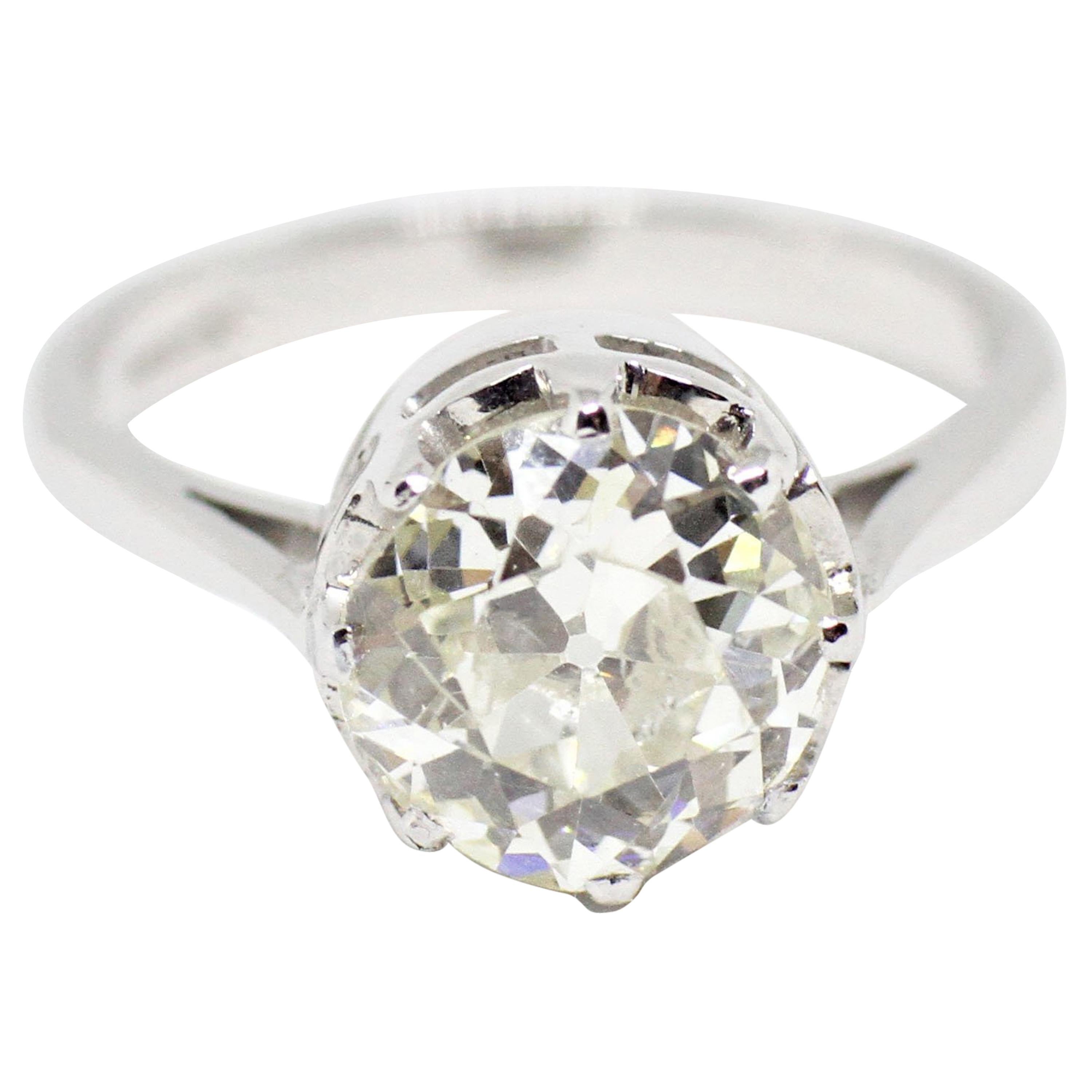 2.10 Carat Old Cut Diamond 18 Carat Gold Engagement Ring