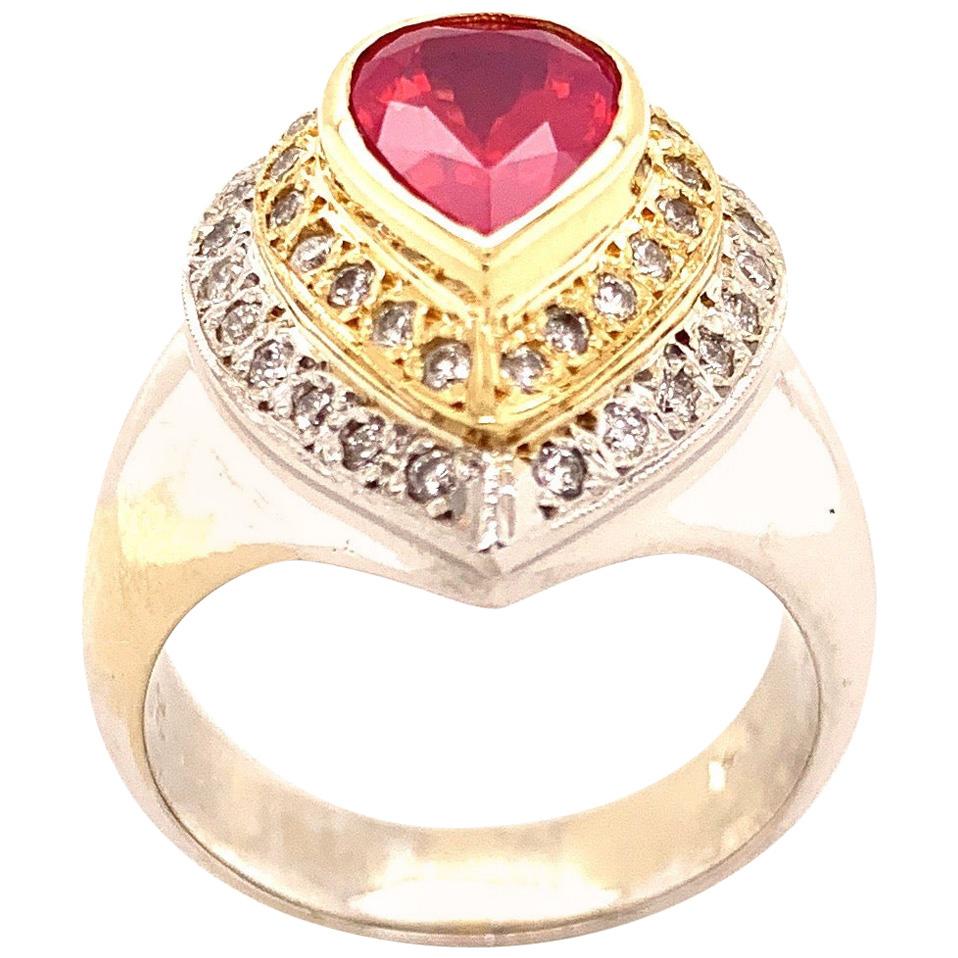 2.10 Carat Pink Velvet Spinel and Diamond Ring For Sale