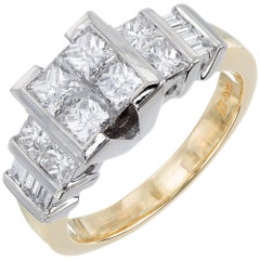 2.10 Carat Princes Emerald Cut Diamond Gold Engagement Ring