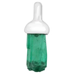 2.10 Carat Rough Cut Colombian Emerald Crystal Pendant