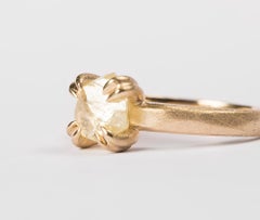 2.10 Carat Rough Yellow Diamond Solitaire Gold Ring