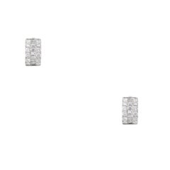 2.10 Carat Round Brilliant & Baguette Diamond Huggie Earring 18 Karat In Stock