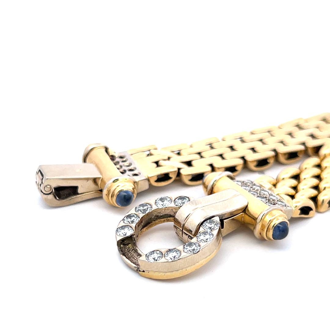 Bracelet à maillons en or 18 carats avec diamants ronds brillants de 2,10 carats et saphirs de 0,40 carat en vente 5