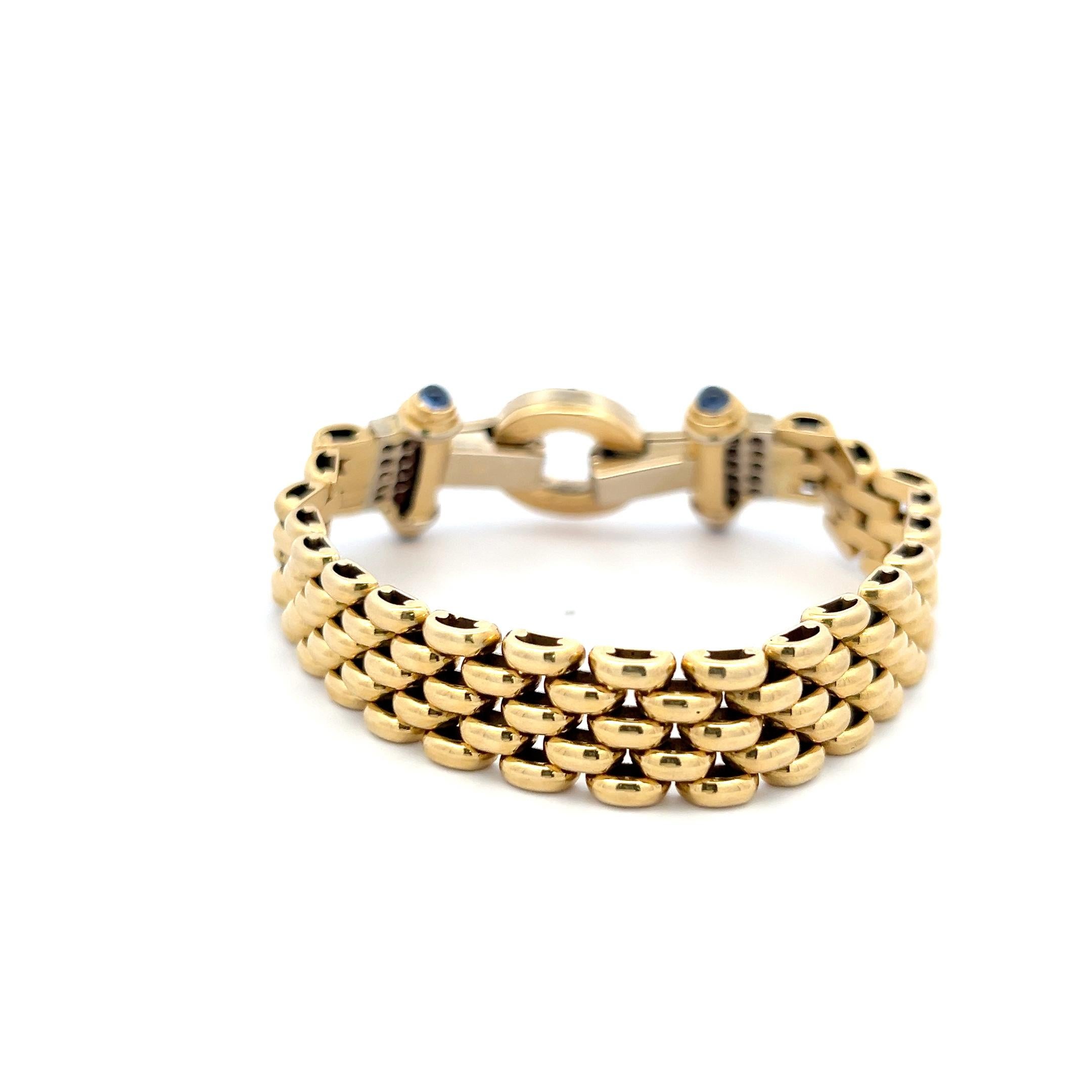 Taille brillant Bracelet à maillons en or 18 carats avec diamants ronds brillants de 2,10 carats et saphirs de 0,40 carat en vente