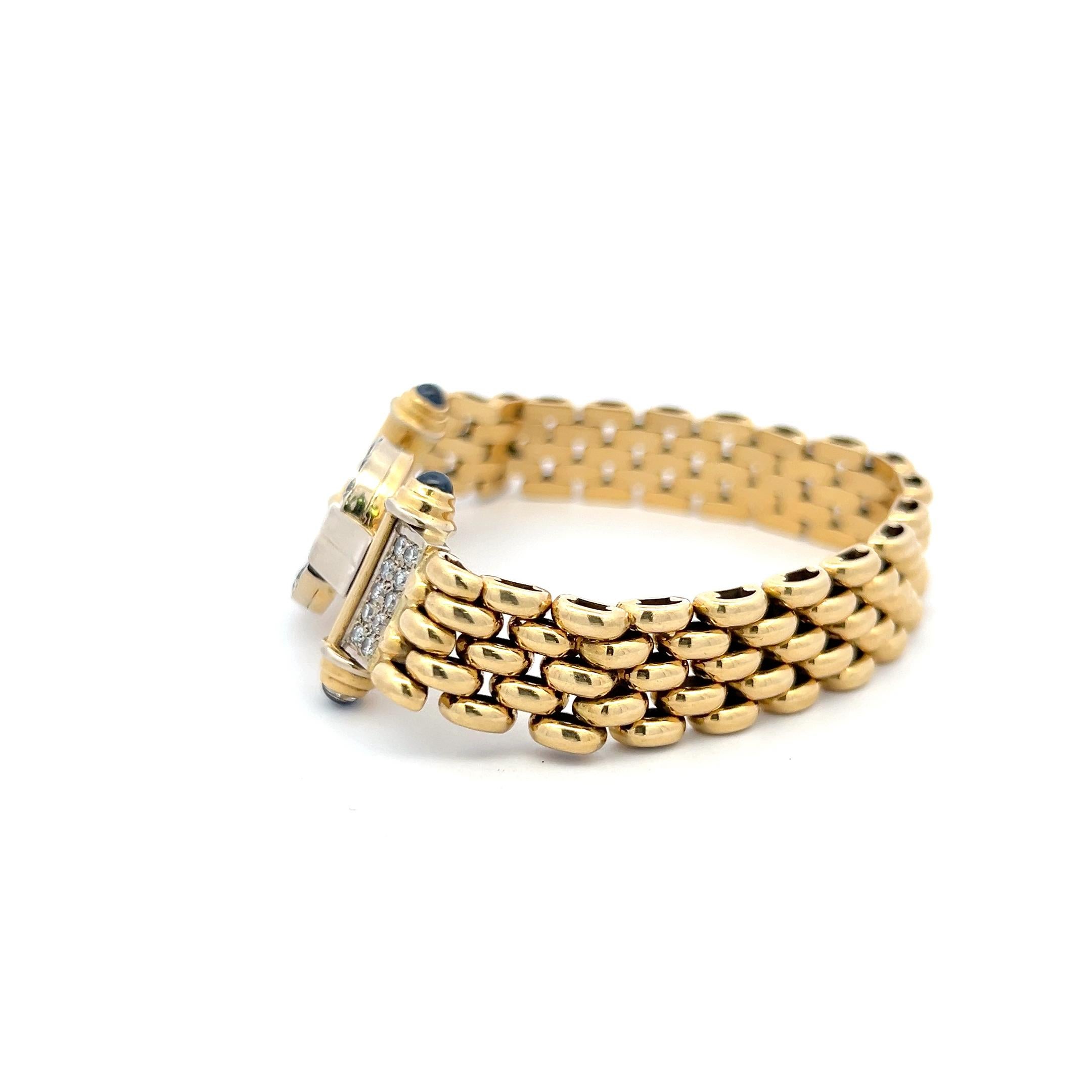 Bracelet à maillons en or 18 carats avec diamants ronds brillants de 2,10 carats et saphirs de 0,40 carat Bon état - En vente à New York, NY