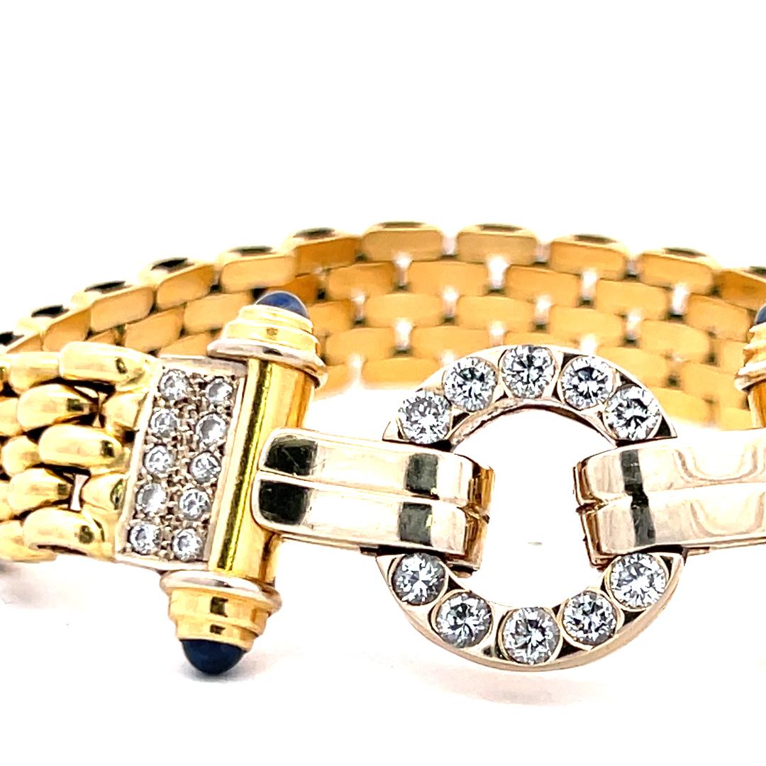 Bracelet à maillons en or 18 carats avec diamants ronds brillants de 2,10 carats et saphirs de 0,40 carat en vente 3