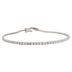 2.10 Carat Round Brilliant Natural Diamond Tennis Bracelet 14 Karat White Gold