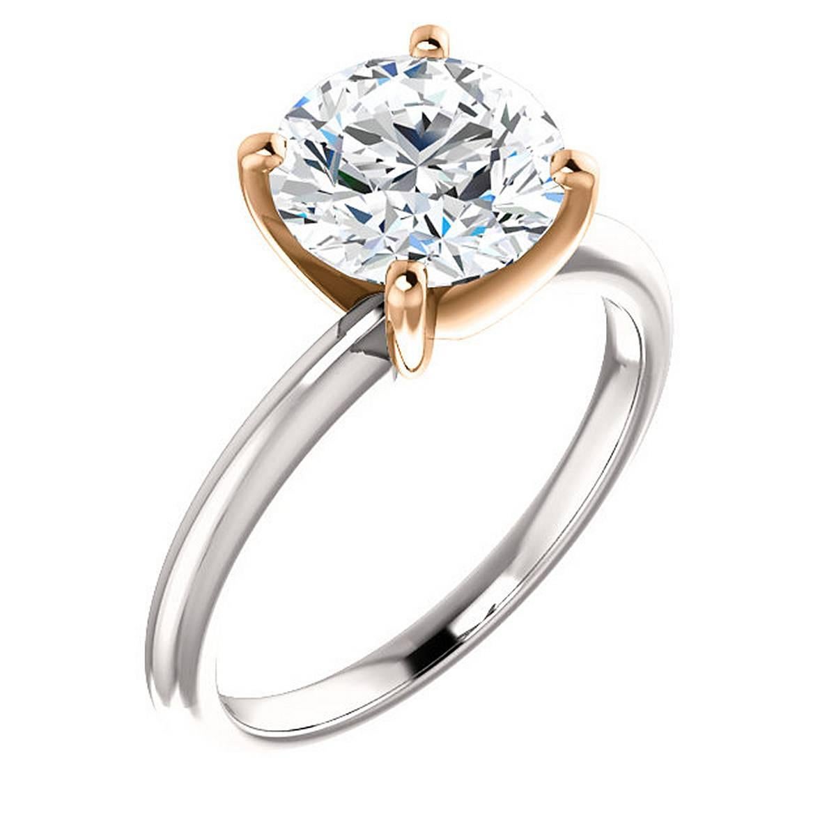 2.10 Carat Round Diamond Platinum Rose Gold Solitaire Engagement Ring GIA D-VS2