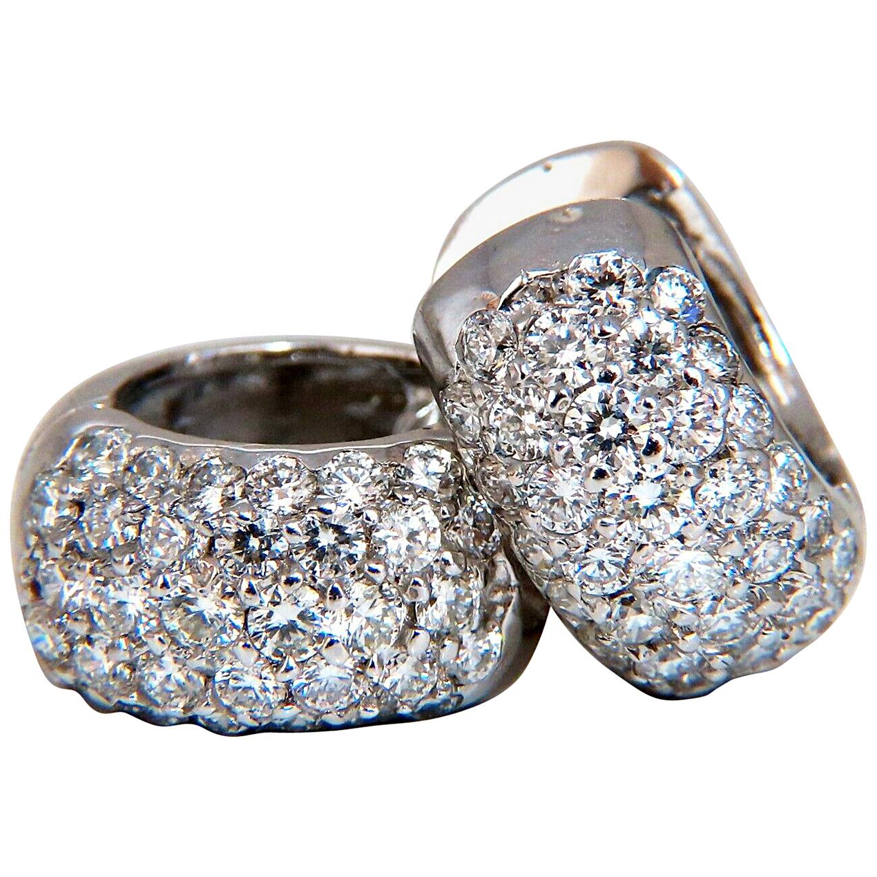 2.10 Carat Round Natural Diamond Huggie Earrings 14 Karat Bead Set