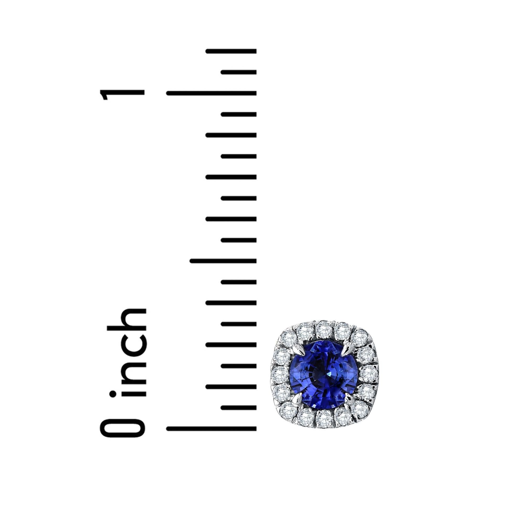 Donna 2.10 Carat Round Sapphire Stud Earring & 0.5 cts of Diamond in 14K Gold ref432 in vendita