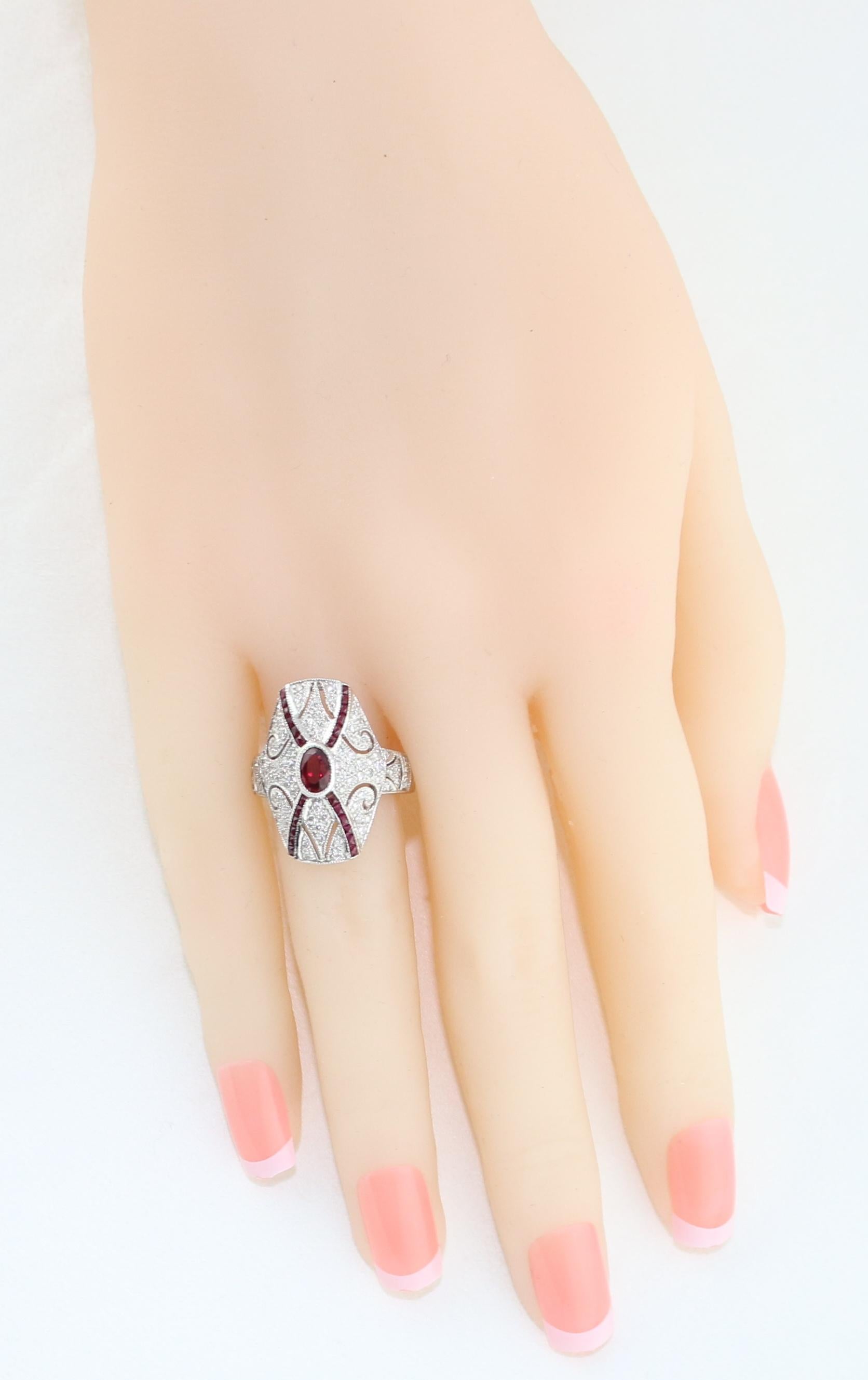Women's 2.10 Carat Ruby Diamond Gold Ring For Sale