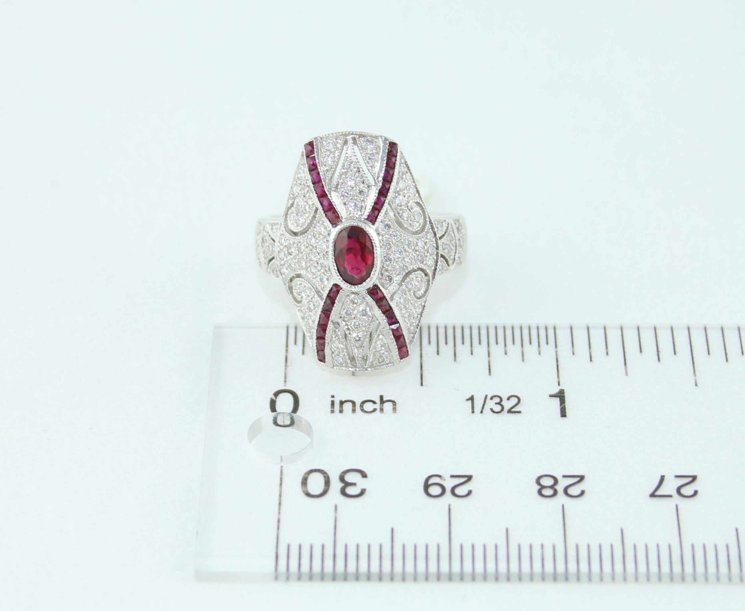 2.10 Carat Ruby Diamond Gold Ring For Sale 1