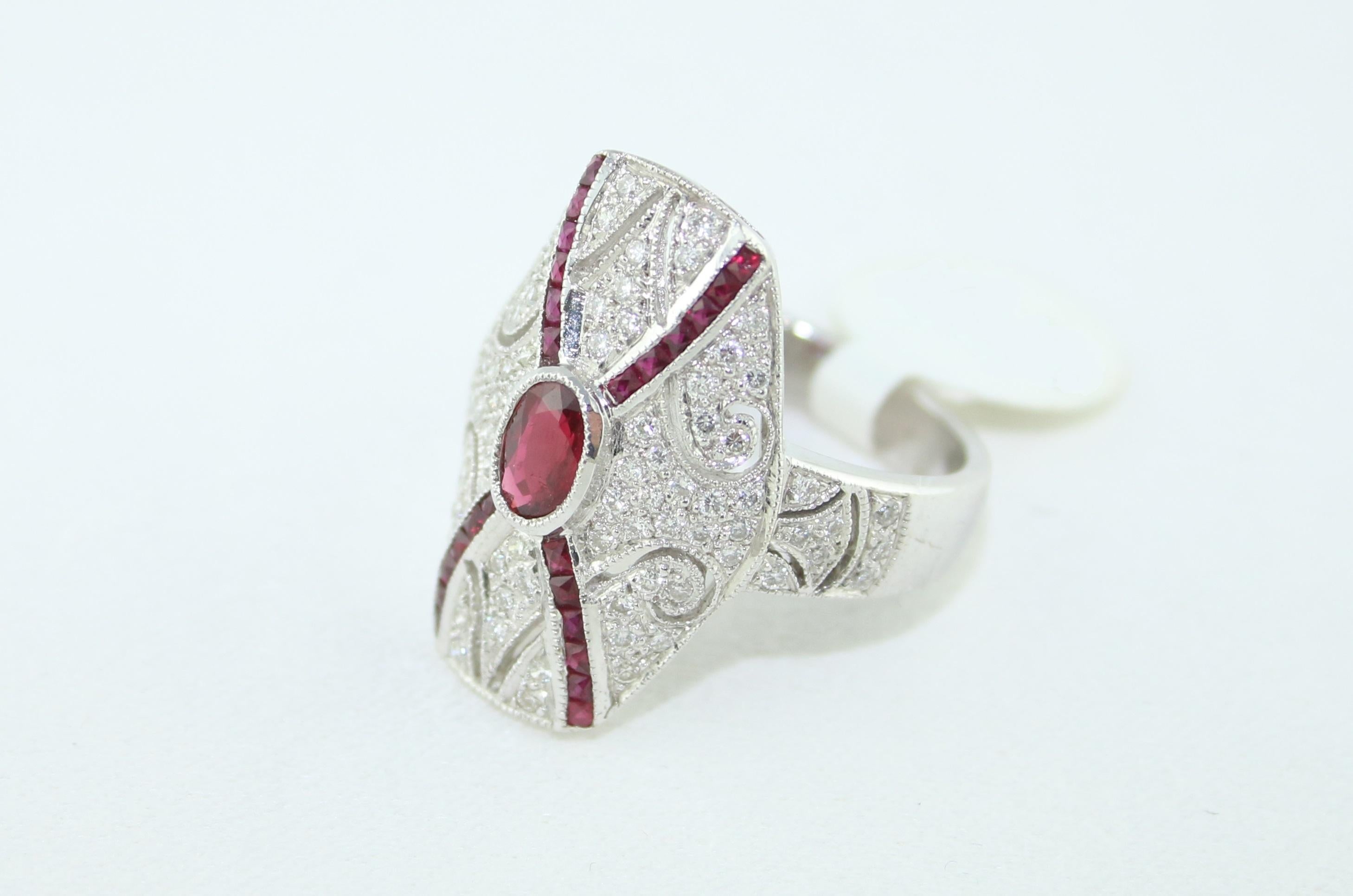 2.10 Carat Ruby Diamond Gold Ring For Sale 2