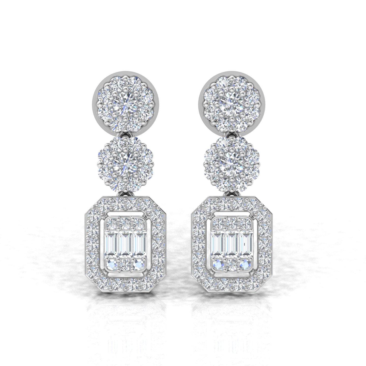 Item Code :- CN-21149
Gross Weight :- 4.28 gm
14k White Gold Weight :- 3.86 gm
Diamond Weight :- 2.10 Carat  ( AVERAGE DIAMOND CLARITY SI1-SI2 & COLOR H-I )
Earrings Size :- 23.92 x 9.05 mm approx.
✦ Sizing
.....................
We can adjust most