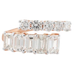 2.10 Carat SI Clarity HI Color Emerald Cut Diamond Fine Wrap Ring 18k Rose Gold
