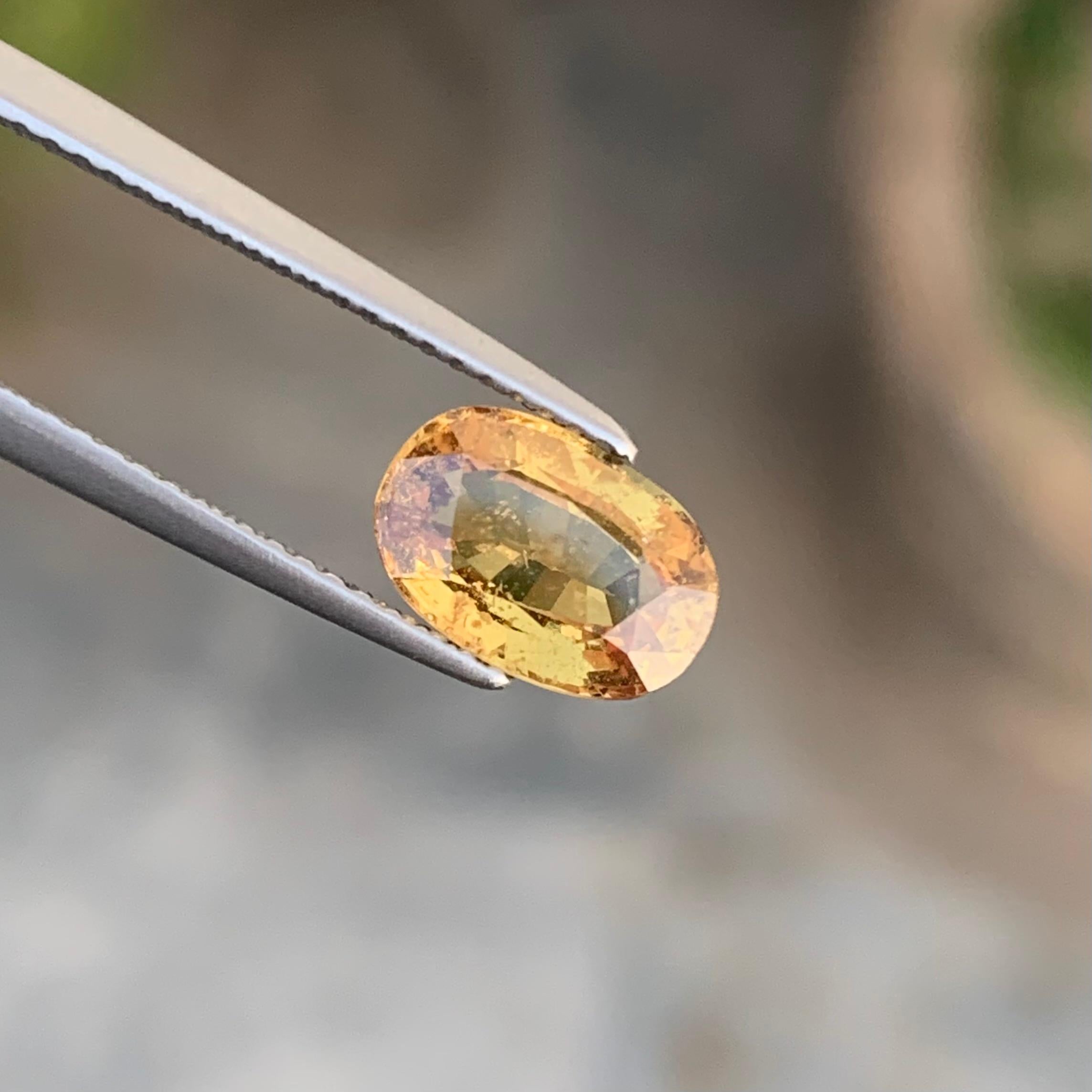 Women's or Men's 2.10 Carat Si Clarity Natural Loose Yellow Sapphire Gemstone with Oval Shape For Sale