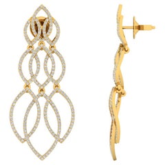 Orecchini da 2,10 carati SI/H Pave Diamond in oro giallo 14 carati con design a filigrana
