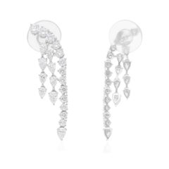 2.10 Carat SI/H Pear Round Brilliant Cut Diamond Earrings 14 Karat White Gold