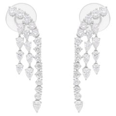 2.10 Carat SI/H Pear Round Brilliant Cut Diamond Earrings 14 Karat White Gold