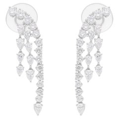 Orecchini di diamanti da 2,10 carati SI/H Pear Round Brilliante Cut Oro bianco 18 carati