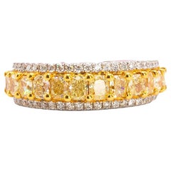 2.10 Carat Total Multicolored Diamond Band in Two-Tone 18k Gold