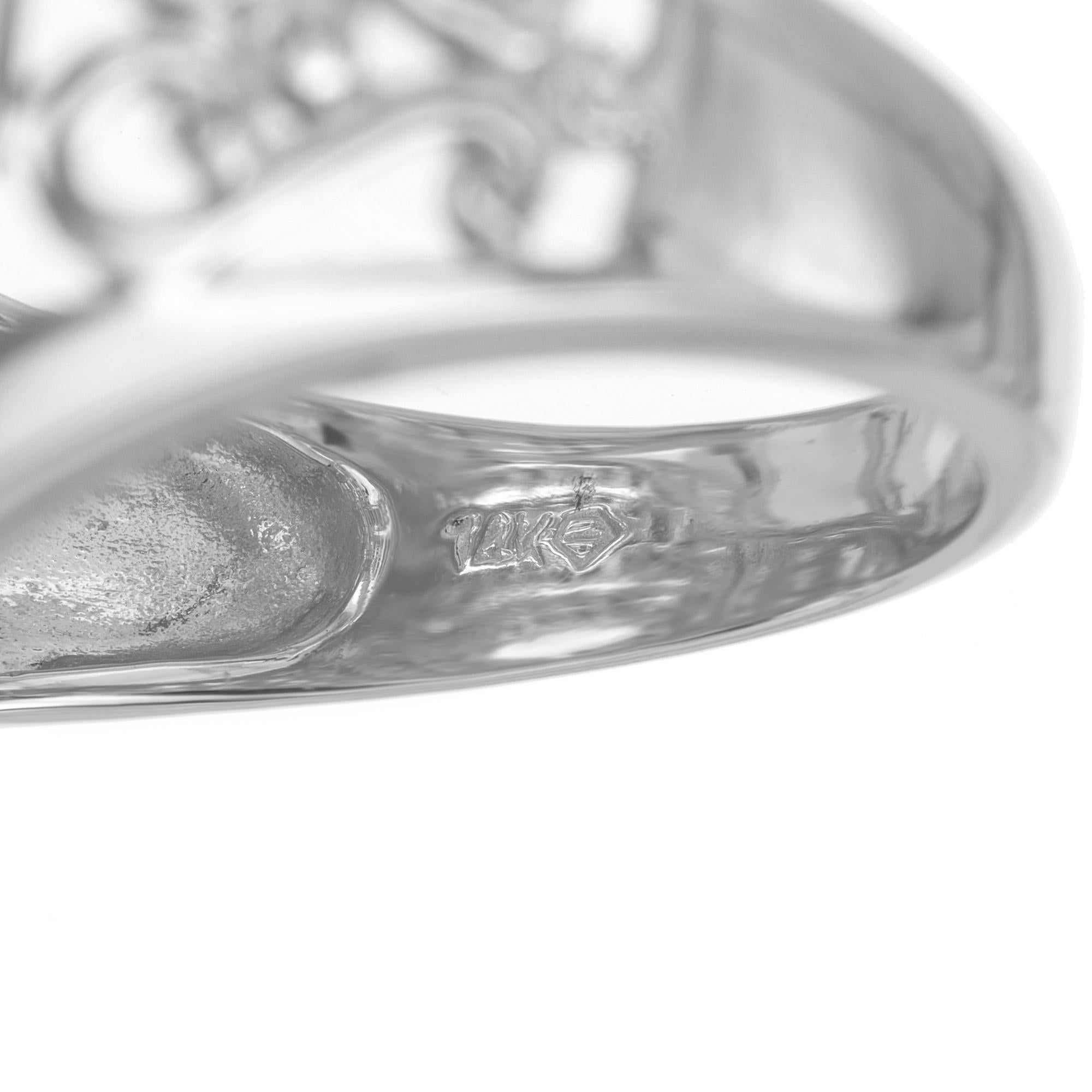 Women's 2.10 Carat Triangle Aquamarine Single Cut Diamond Halo White Gold Cocktail Ring For Sale