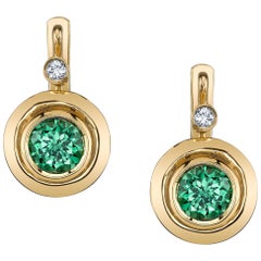 2 ct. t.w. Tsavorite Garnet Round, Diamond 18k Yellow Lever Back Drop Earrings 2 ct. t.w. Tsavorite Garnet Round, Diamond 18k Yellow Lever Back Drop Earrings