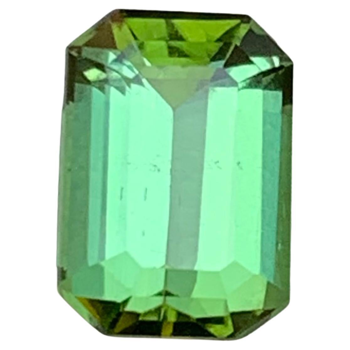 2.10 Carat Vibrant Green Natural Tourmaline Emerald Cut Loose Gemstone for Ring