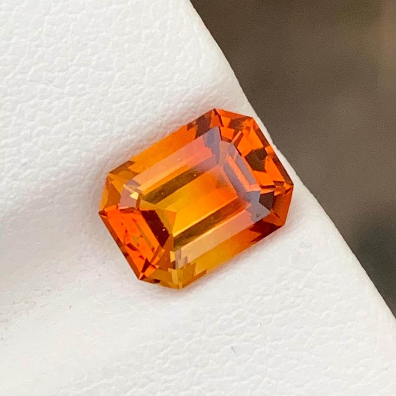 Loose Madeira Citrine
Weight: 2.10 Carats
Dimension: 9 x 6.8 x 5.3 Mm
Origin: Brazil
Colour : Orange and Yellow
Shape:  Emerald 
Certificate: On Demand

Madeira Citrine, a captivating gemstone named after the rich and warm tones reminiscent of the