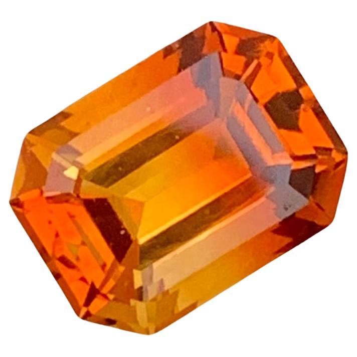 2.10 Carats Emerald Shape Madeira Citrine Gem For Jewellery Making  For Sale