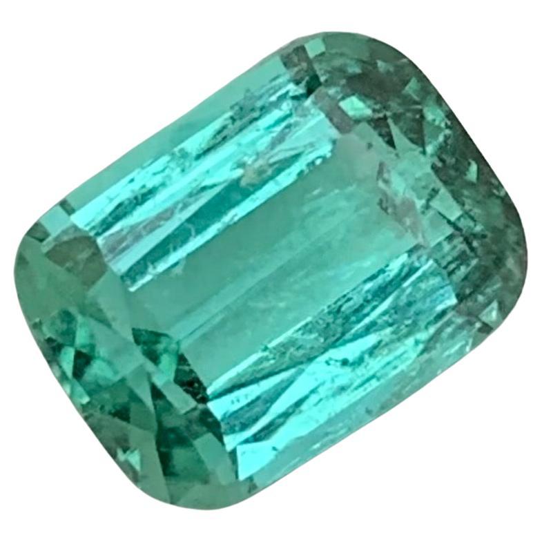 2.10 Carats Natural Loose Bluish Green Tourmaline Cushion Shape Gem For Ring  For Sale