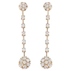 Boucles d'oreilles en or jaune massif 14 carats avec diamants naturels de 2,10 carats VS1-VS2