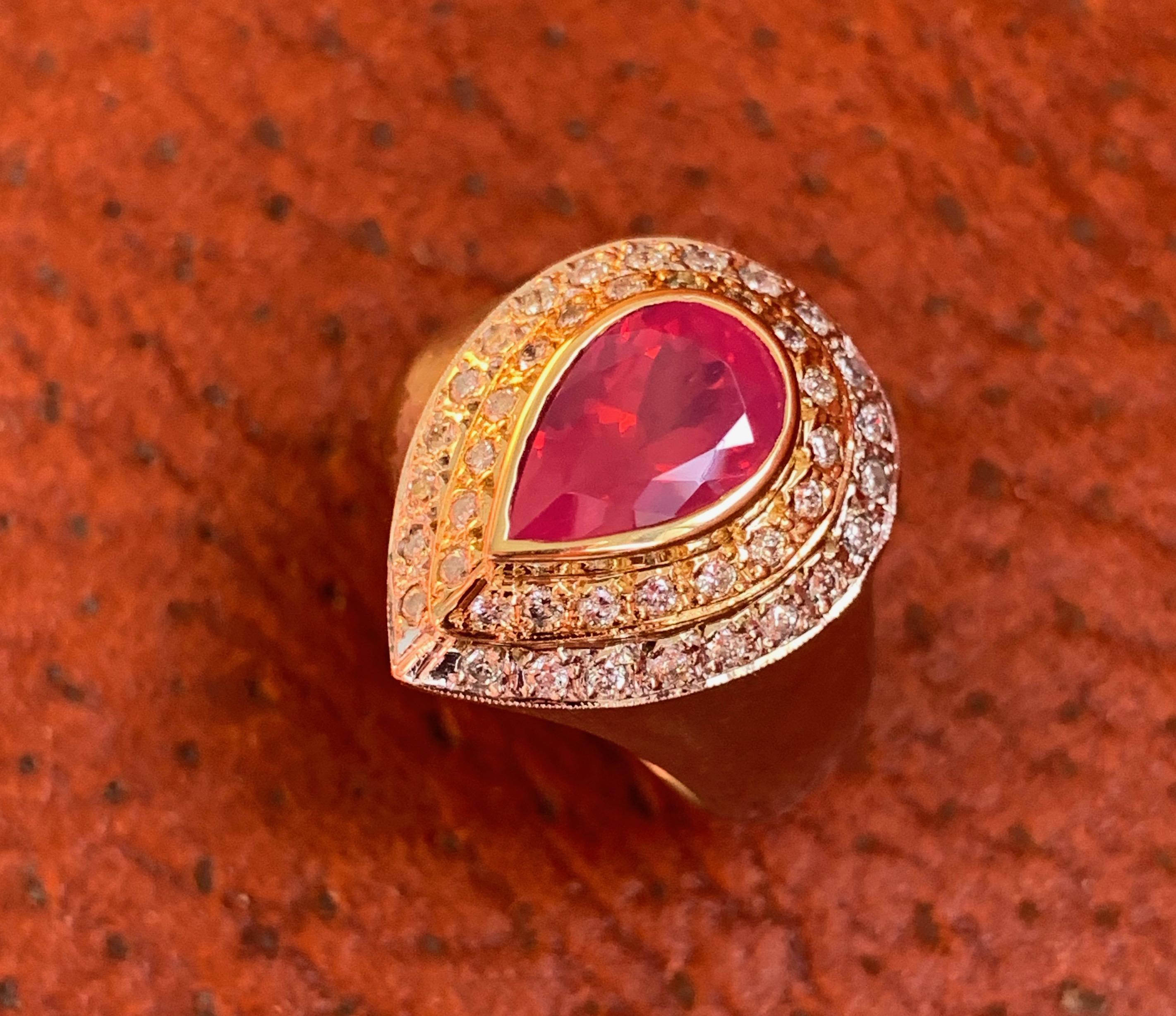 2.10 Carat Pink Velvet Spinel and Diamond Ring In New Condition For Sale In Tucson, AZ