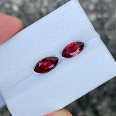 2.10 carats Red Rhodolite Garnet Pair Marquise Cut African Gemstone